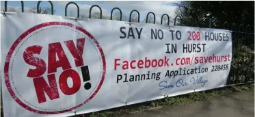  ?? Picture: Sue Corcoran ?? CAMPAIGN: Hurst villagers are uniting against plans for
200 homes proposed for the village