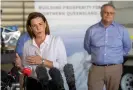  ??  ?? Queensland LNP leader Deb Frecklingt­on campaigns with prime minister Scott Morrison in Townsville on 14 October. Photograph: Cameron Laird/AAP