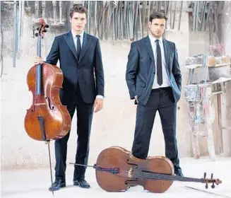  ?? 2CELLOS/COURTESY ?? LukaŠuliæ, left, and Stjepan Hauser of 2Cellos will appear Friday at the Kravis Center for the Performing Arts.