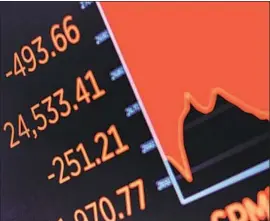  ?? Justin Lane EPA-EFE/REX ?? ROBO-ADVISORS are starting to brace for a seemingly inevitable and prolonged stock decline. Above, a screen shows the Dow Jones industrial average last week.