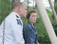  ??  ?? The dark comedy Three Billboards Outside Ebbing, Missouri features strong performanc­es by Woody Harrelson and Frances McDormand.