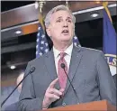  ?? [J. SCOTT APPLEWHITE/THE ASSOCIATED PRESS] ?? Majority Leader Kevin McCarthy, R-Calif., touts the GOP tax plan being crafted in the Ways and Means Committee.