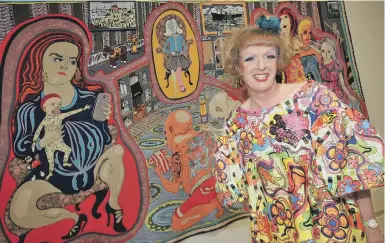  ?? ?? Artist Grayson Perry with the tapestries when they first went on show in Sunderland in 2013.