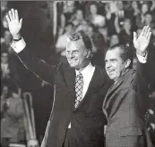  ?? ASSOCIATED PRESS 1971 ?? Billy Graham and President Nixon wave to a crowd in Charlotte, N.C.