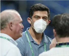  ?? AP FIle; BelOw, Getty IMaGes FIle ?? ‘NOT EVEN ON THEIR RADAR’: Red Sox chief baseball officer Chaim Bloom, center, will surely be watching how tonight’s starter Eduardo Rodriguez, below, fares against the Astros with the lefty an impending free agent.