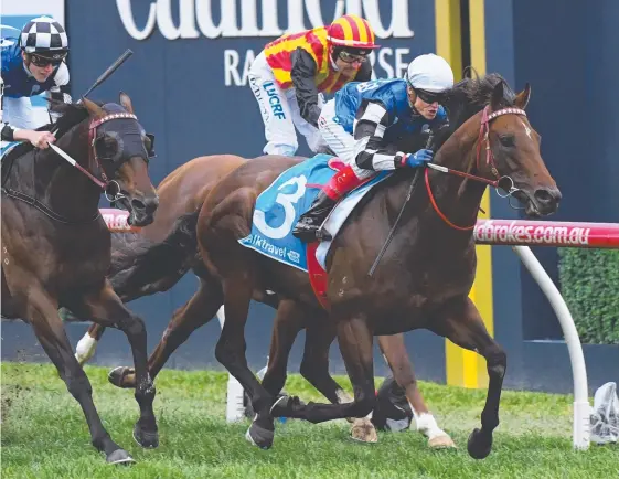  ?? Picture: GETTY IMAGES ?? Brave Smash, ridden by Craig Williams, wins the Group 1 Futurity Stakes at Caulfield in a successful autumn campaign.