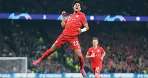  ?? — AFP ?? Bayern Munich’s German midfielder Serge Gnabry (C) celebrates after scoring their third goal during the Uefa Champions League Group B match between Tottenham Hotspur and Bayern Munich at the Tottenham Hotspur Stadium in north London.