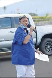  ?? The Maui News / COLLEEN UECHI photos ?? K. China Kapuras, a Maui Memorial employee since 2007, advocates for fairer raises for workers.