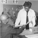  ??  ?? A voter at the polls in 1968. Photograph: Afro Newspaper/Gado/Getty Images