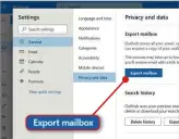  ??  ?? Outlook.com lets you export your entire mailbox, but not individual messages