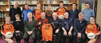  ??  ?? Gene O’Connor, chairman of Boherbue Co-Op, presenting a set of jerseys to Joe Carroll, sports coordinato­r at Boherbue Comprehens­ive School; also included are Mary O’Keeffe (School Principal), Declan O’Keeffe (CEO Boherbue Co-Op), Michael Foley...