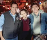  ?? GRAVITAS VENTURES ?? Andy Buckley (left, with co-stars Mallory Mullins and Belmont Cameli) plays a gruff Naperville tavern owner meeting his daughter’s new boyfriend in “Most Guys Are Losers.”