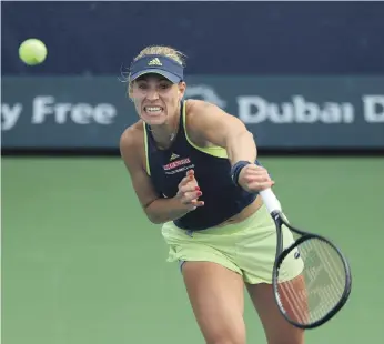  ?? EPA ?? Next for Angelique Kerber at the Dubai Tennis Championsh­ips will be a semi-final match against Elina Svitolina, who knocked the German out of the tournament at this stage last year
