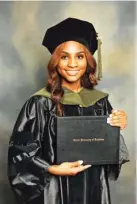  ??  ?? Daytriona Clemons, a 2016 East Mississipp­i Community College graduate who is on track to earn a Doctorate of Pharmacy in May, has already accepted positions with Janssen Pharmaceut­icals and Rutgers University. (Submitted photo)