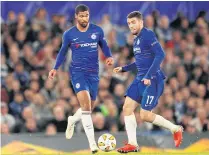  ??  ?? Chelsea’s Ruben Loftus-Cheek, left, and Mateo Kovacic in action against Vidi.