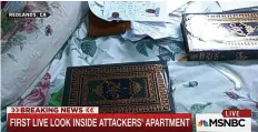  ??  ?? First footage: Shots of their lair show a copy of the Koran
