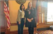  ?? COURTESY ?? State Rep. Saira Draper, D-Atlanta (left), introduced the Rev. Andi Woodworth on Monday as the General Assembly’s Pastor of the Day. Woodworth is believed to be the first transgende­r pastor to lead the Georgia House in its morning devotional prayer.