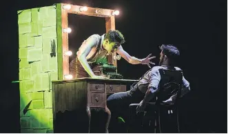  ??  ?? Travis Wall and Lex Ishimoto perform in Shaping Sound’s production of After The Curtain.