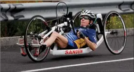  ?? The Associated Press ?? Beth Sanden trains for a Marathon on her hand cycle in San Clemente, Calif.