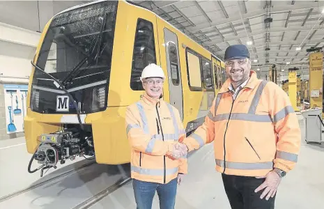  ?? ?? Nexus Managing Director Martin Kearney with Managing Director at Stadler Rail Services UK, Paul Patrick.