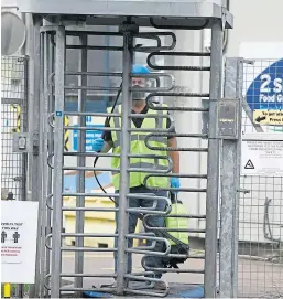  ?? Picture: Dougie Nicolson. ?? Sanitising work under way at the Coupar Angus factory.