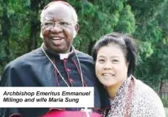  ?? ?? Archbishop Emeritus Emmanuel Milingo and wife Maria Sung