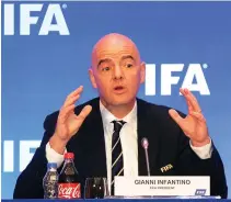  ??  ?? FIFA boss Gianni Infantino revealed the decision on Friday. (AP)