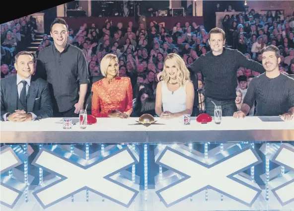  ??  ?? The Britain’s Got Talent judges with hosts Ant and Dec.