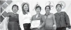  ??  ?? (L-R): Dr. Ramona Abarquez, Quezon City Maternal, Newborn, and Child Health and Nutrition coordinato­r of the Quezon City Health Department; Claire Papa, head of External Affairs and Social Partnershi­ps of Unilab; Department of Health Assistant...