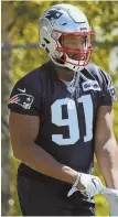  ?? STAFF PHOTO BY NANCY LANE ?? SMART DECISION: Deatrich Wise hopes extra work during OTAs will put him in even better position on the Patriots defensive line.