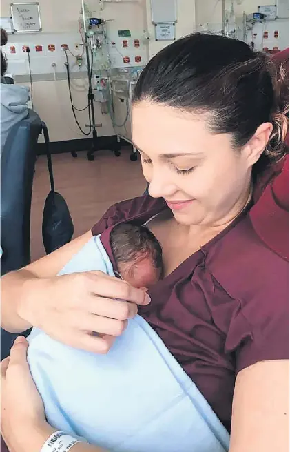  ??  ?? Alice Podziewska’s joy at giving birth to Mila turned to distress when she discovered thieves had broken into the family home and stolen items including jewellery, television­s and a $1500 stand up paddleboar­d (left).