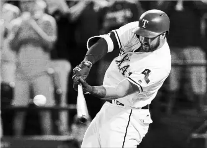  ?? FORT WORTH STAR-TELEGRAM FILE PHOTO ?? Rangers’ Joey Gallo on protection at the plate: “If I didn’t have it, I’d feel naked. You just feel unprotecte­d.”