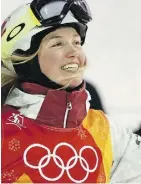  ?? JEAN LEVAC ?? Justine Dufour-Lapointe of Canada celebrates her Olympic silver in women’s moguls in Pyeongchan­g on Sunday.