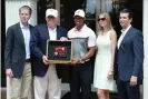  ??  ?? Tiger Woods poses with Team Trump in 2014. Photograph: Uri Schanker/GC Images