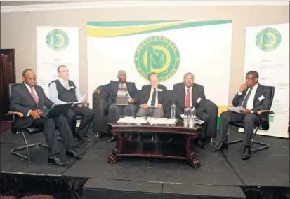  ??  ?? Military Ombud panelists Judge Malesela Francis Legodi , Mr Marc Alves , Dr Somadoda Fikeni,Mr Helmoed Romer Heitman , Adv Richard Khaliphile Sizani & Tim Modise from left to right. Advocate Rendani Marivate taking oath as the new deputy military ombud...