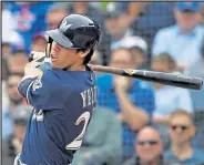  ?? Jonathan Daniel / Getty Images ?? The Brewers’ Christian Yelich hit only .205 last season after winning back-to-back NL batting titles in 2018 and 2019.