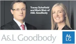  ??  ?? Tracey Schofield and Mark Blair of A&amp;L Goodbody