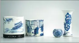  ?? PROVIDED TO CHINA DAILY ?? The blue and white porcelain pieces are among the exhibits at the ongoing show.