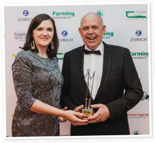  ??  ?? editor Louise Hogan and John Bell at the Zurich Farm Insurance/Farmer of the Year Awards