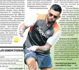  ?? STATS: S.PERVEZ QAISER AFP ?? Virat Kohli feels Duke ball is more suited for Tests.