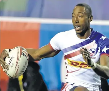  ?? Photo: Zimbio ?? USA winger and 2016/17 World Rugby Sevens Player of the Year Perry Baket during the USA Sevens in Las Vegas, USA on March 3, 2018 .