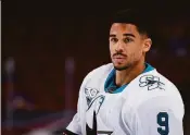  ?? Christian Petersen / Getty Images ?? Evander Kane led the Sharks in scoring last season with 22 goals and 47 points.