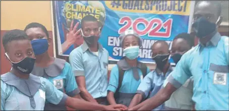  ??  ?? Some students of Randle Junior Secondary School, Apapa, during the #GoalsProje­ct 2021, held in Lagos...recently