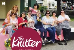  ??  ?? 1 Guests enjoy spending time and sharing skills with other knitting enthusiast­s 2 Belinda (centre back) with a group of her guests 3 The hotel has a welcoming lounge where guests gather to knit and relax 4 Knitted and crochet flowers decorate the hall and the terrace dining room