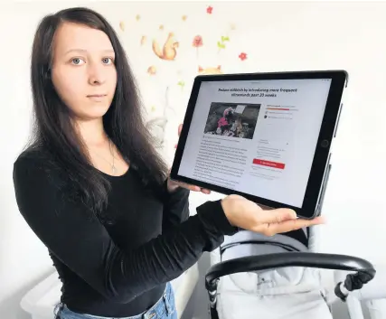  ??  ?? Considerab­le backing Klaudia displays her online petition, which has already gathered more than 3500 signatures