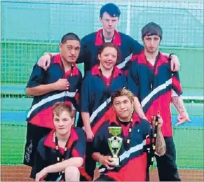  ??  ?? Sports champions: Mahinawa Specialist School’s winning soccer team. Front, from left, Kieran Bray, Bronson Williams-Elliot. Middle, from left, Isaac Malaulau, Stephanie Miller, Damien Preuss. Back, Ben Ogilvie.