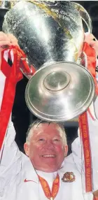  ??  ?? Sir Alex Ferguson lifts the Champions League trophy in 2008