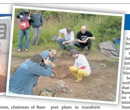  ??  ?? Excavation­s and a visitor at the crypt