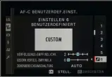  ??  ?? Benutzerde­finierte AF-Verfolgung
Wie die vordefinie­rten Einstellun­gen regelt sie die Reaktionsg­eschwindig­keit und die Empfindlic­hkeit des AF und kann editiert werden.