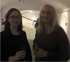  ??  ?? Artist Una Curley (right) with Elaine Cronin in the Basement Gallery.